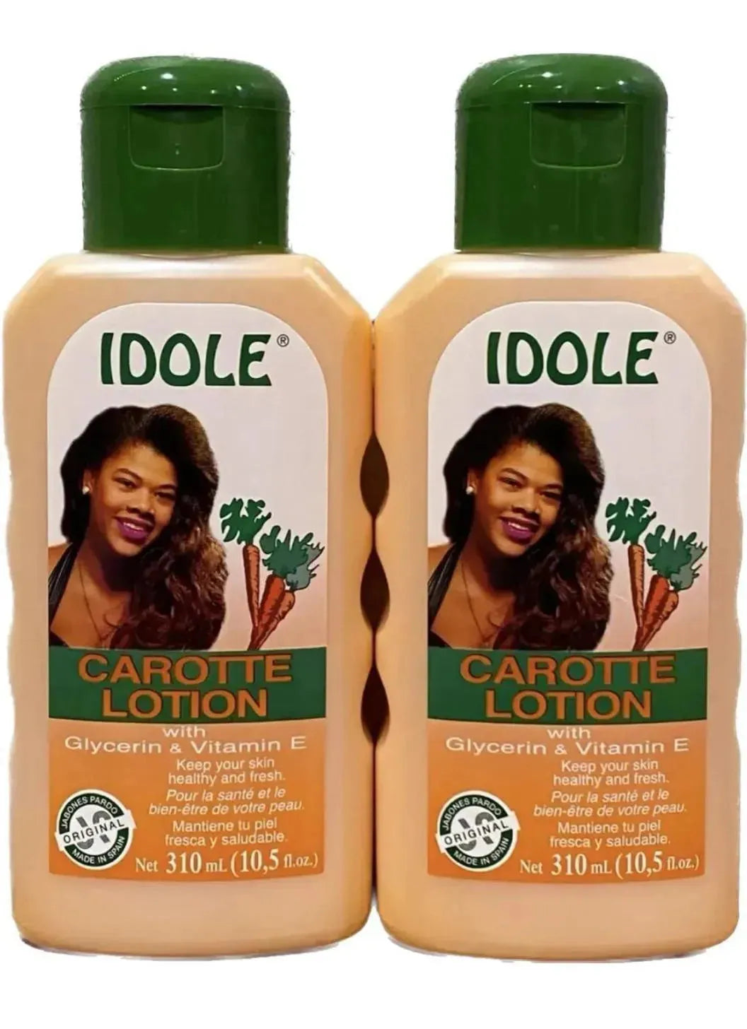 2-Pack IDOLE CARROT LOTION with Glycerin &Vitamin E -10.5oz | 310ml ๐ฅ - Miami beauty1