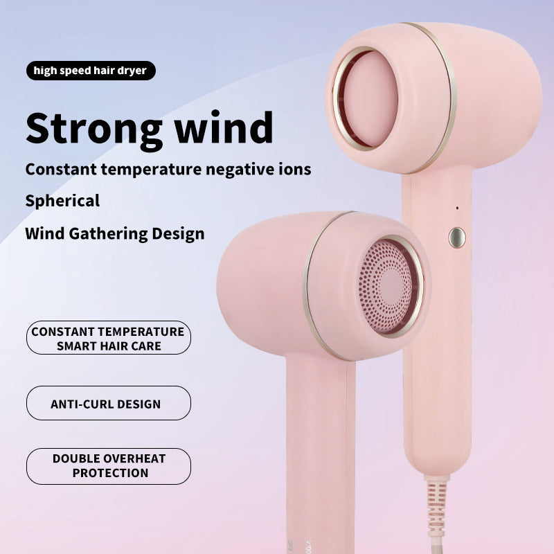 Portable Cold And Hot Air Leafless Negative Ion Household Volumizer Hammer Hair Dryer With Low Noise Fast Drying For Home&Travel