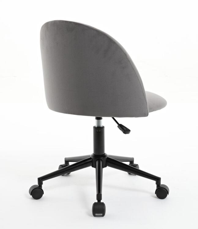 Velvet fabric office chair, mid back adjustable rotating computer chair, black legs, cushioned office chair with wheels