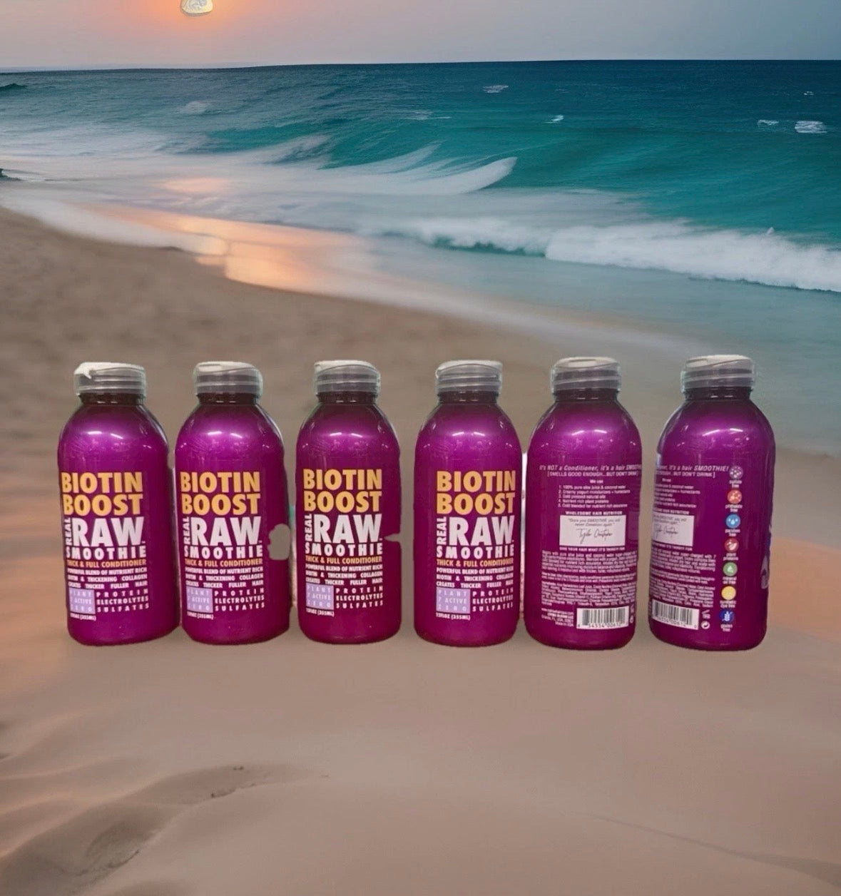 Biotin Boost Real Raw Smoothie Thick & Full Container 6 Packs - 12 oz Each✅