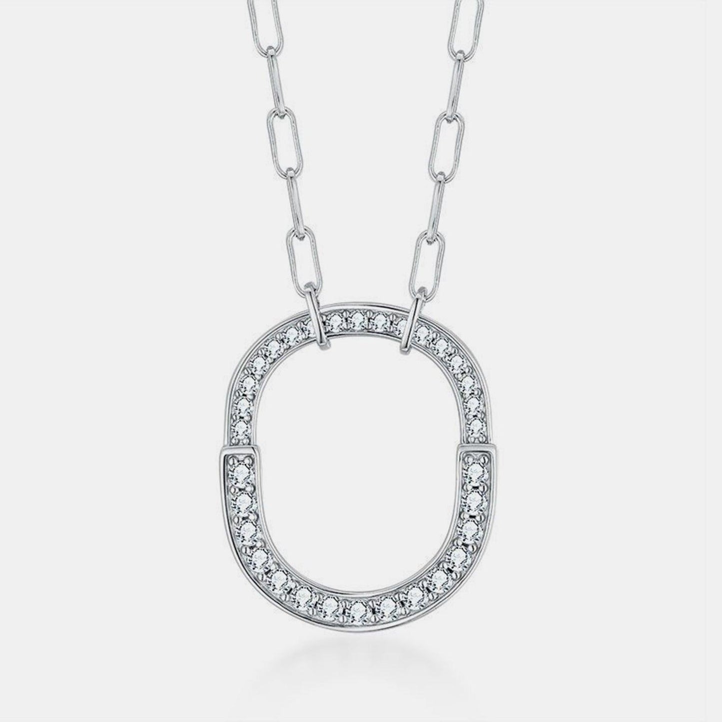 925 Sterling Silver Inlaid Moissanite Pendant Necklace - Miami beauty1