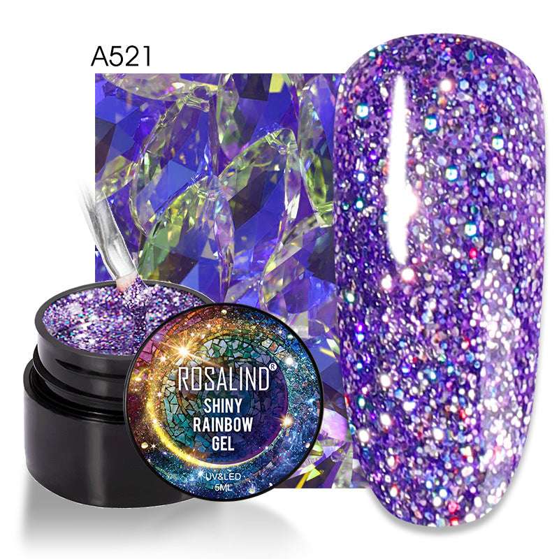 ROSALIND Spider Poly Nail Gel Varnishe Painting Diamond Platinum Sequin Gel Nail Polish For Nail Art Design Rainbow Base Top 5ML - Miami beauty1