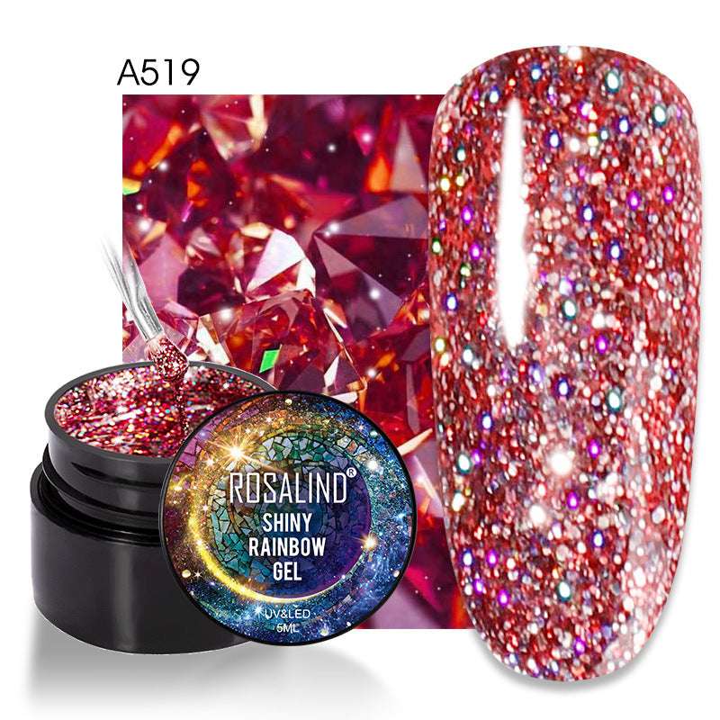 ROSALIND Spider Poly Nail Gel Varnishe Painting Diamond Platinum Sequin Gel Nail Polish For Nail Art Design Rainbow Base Top 5ML - Miami beauty1