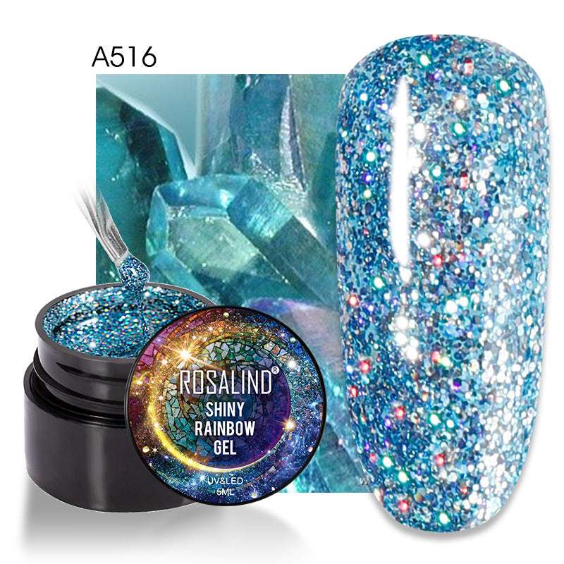 ROSALIND Spider Poly Nail Gel Varnishe Painting Diamond Platinum Sequin Gel Nail Polish For Nail Art Design Rainbow Base Top 5ML - Miami beauty1