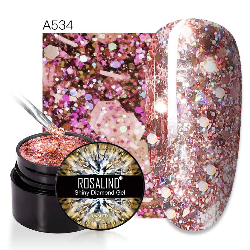 ROSALIND Spider Poly Nail Gel Varnishe Painting Diamond Platinum Sequin Gel Nail Polish For Nail Art Design Rainbow Base Top 5ML - Miami beauty1