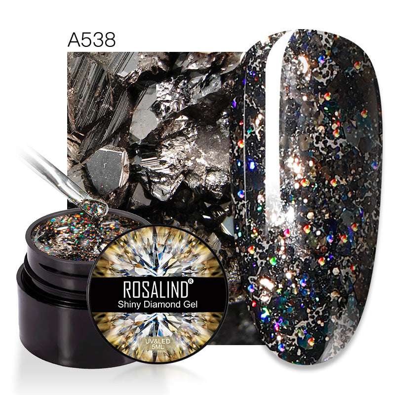 ROSALIND Spider Poly Nail Gel Varnishe Painting Diamond Platinum Sequin Gel Nail Polish For Nail Art Design Rainbow Base Top 5ML - Miami beauty1