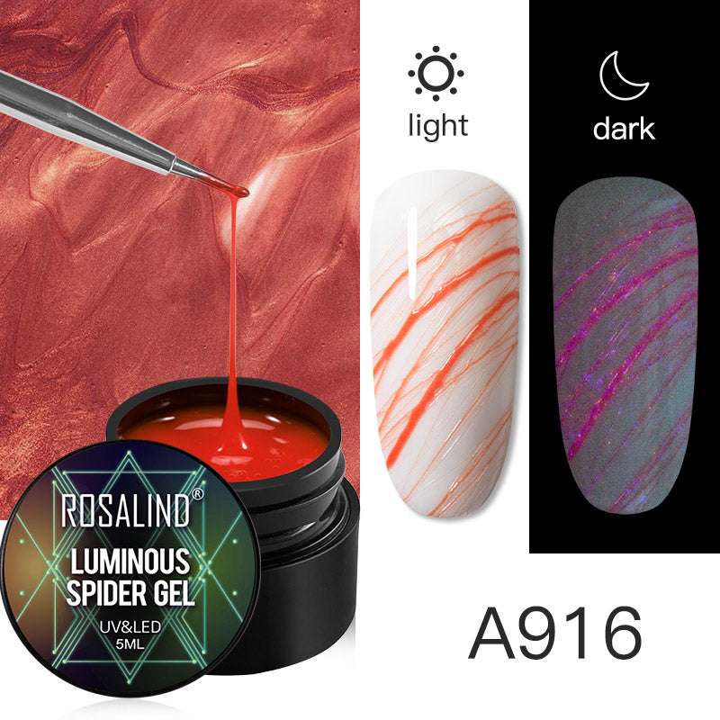 ROSALIND Spider Poly Nail Gel Varnishe Painting Diamond Platinum Sequin Gel Nail Polish For Nail Art Design Rainbow Base Top 5ML - Miami beauty1