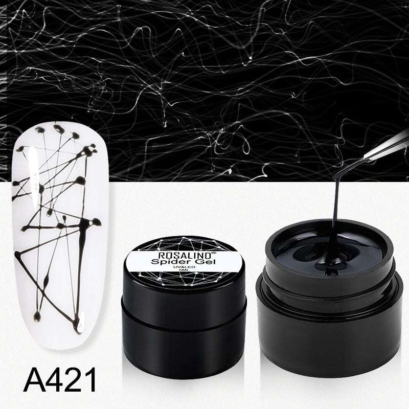 ROSALIND Spider Poly Nail Gel Varnishe Painting Diamond Platinum Sequin Gel Nail Polish For Nail Art Design Rainbow Base Top 5ML - Miami beauty1