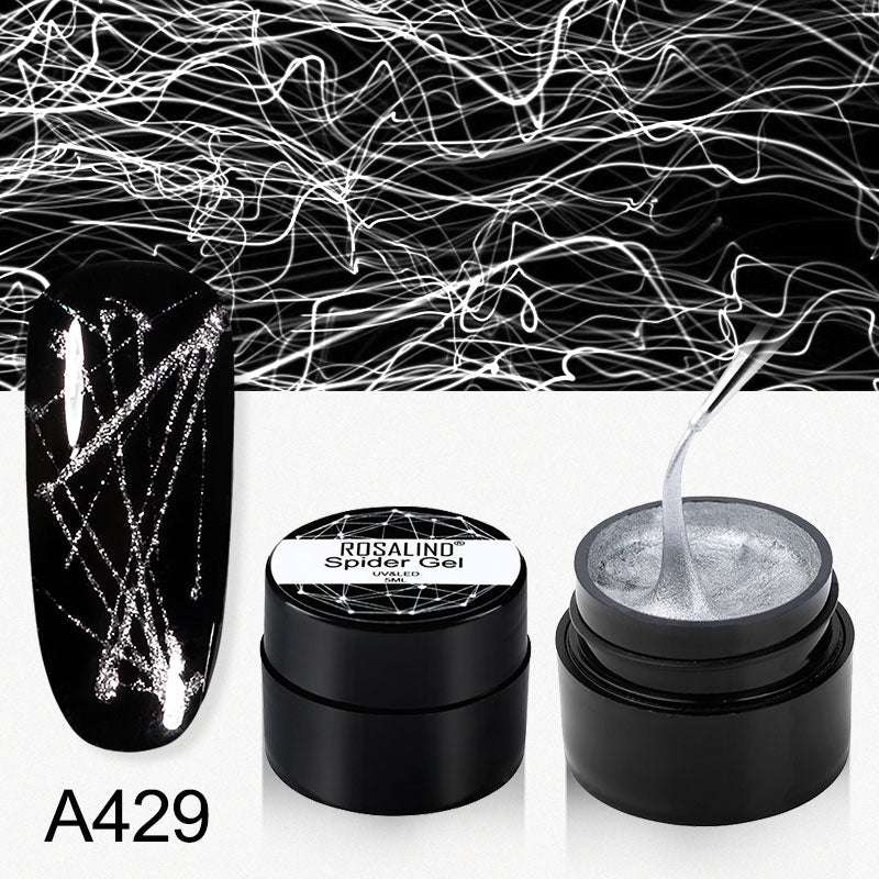 ROSALIND Spider Poly Nail Gel Varnishe Painting Diamond Platinum Sequin Gel Nail Polish For Nail Art Design Rainbow Base Top 5ML - Miami beauty1