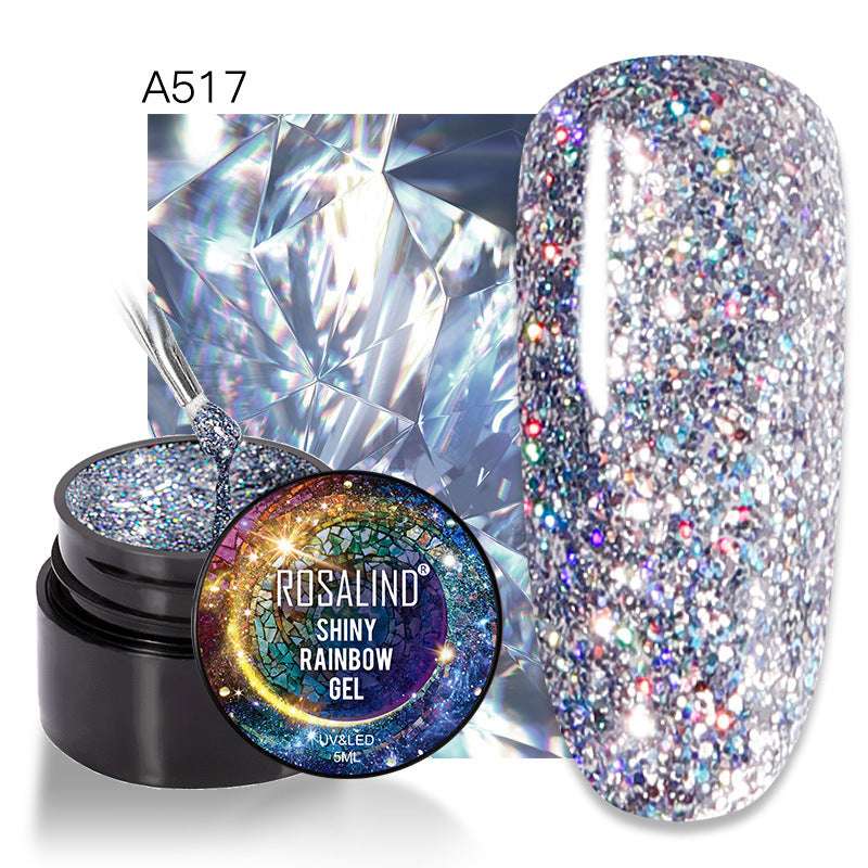ROSALIND Spider Poly Nail Gel Varnishe Painting Diamond Platinum Sequin Gel Nail Polish For Nail Art Design Rainbow Base Top 5ML - Miami beauty1