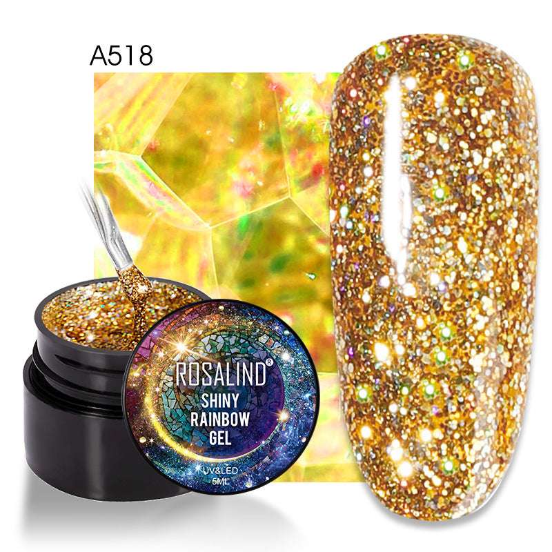 ROSALIND Spider Poly Nail Gel Varnishe Painting Diamond Platinum Sequin Gel Nail Polish For Nail Art Design Rainbow Base Top 5ML - Miami beauty1