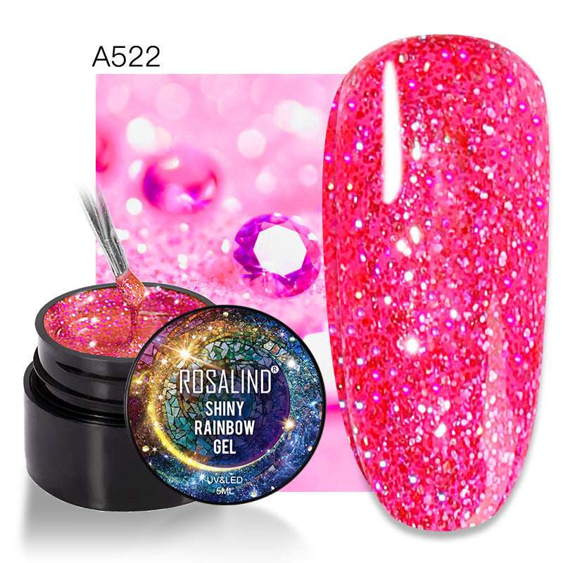 ROSALIND Spider Poly Nail Gel Varnishe Painting Diamond Platinum Sequin Gel Nail Polish For Nail Art Design Rainbow Base Top 5ML - Miami beauty1