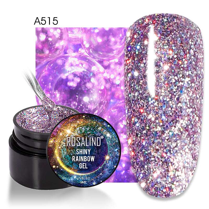 ROSALIND Spider Poly Nail Gel Varnishe Painting Diamond Platinum Sequin Gel Nail Polish For Nail Art Design Rainbow Base Top 5ML - Miami beauty1