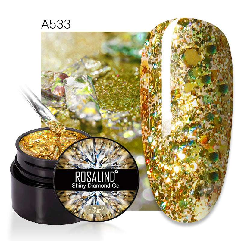 ROSALIND Spider Poly Nail Gel Varnishe Painting Diamond Platinum Sequin Gel Nail Polish For Nail Art Design Rainbow Base Top 5ML - Miami beauty1
