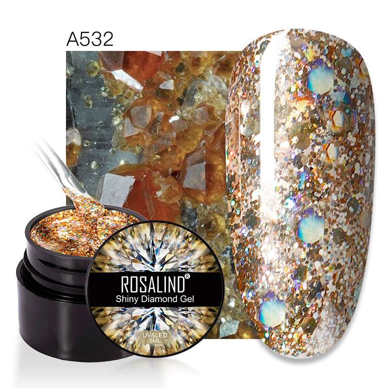 ROSALIND Spider Poly Nail Gel Varnishe Painting Diamond Platinum Sequin Gel Nail Polish For Nail Art Design Rainbow Base Top 5ML - Miami beauty1