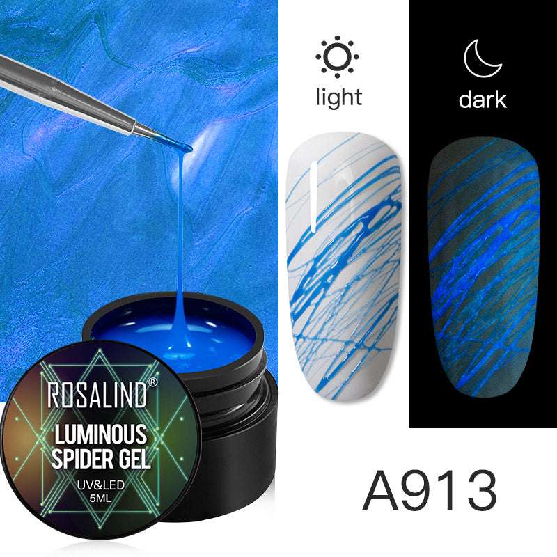 ROSALIND Spider Poly Nail Gel Varnishe Painting Diamond Platinum Sequin Gel Nail Polish For Nail Art Design Rainbow Base Top 5ML - Miami beauty1