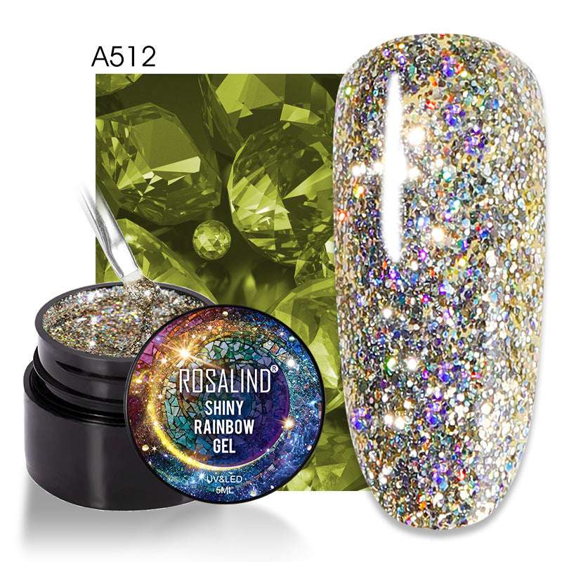 ROSALIND Spider Poly Nail Gel Varnishe Painting Diamond Platinum Sequin Gel Nail Polish For Nail Art Design Rainbow Base Top 5ML - Miami beauty1