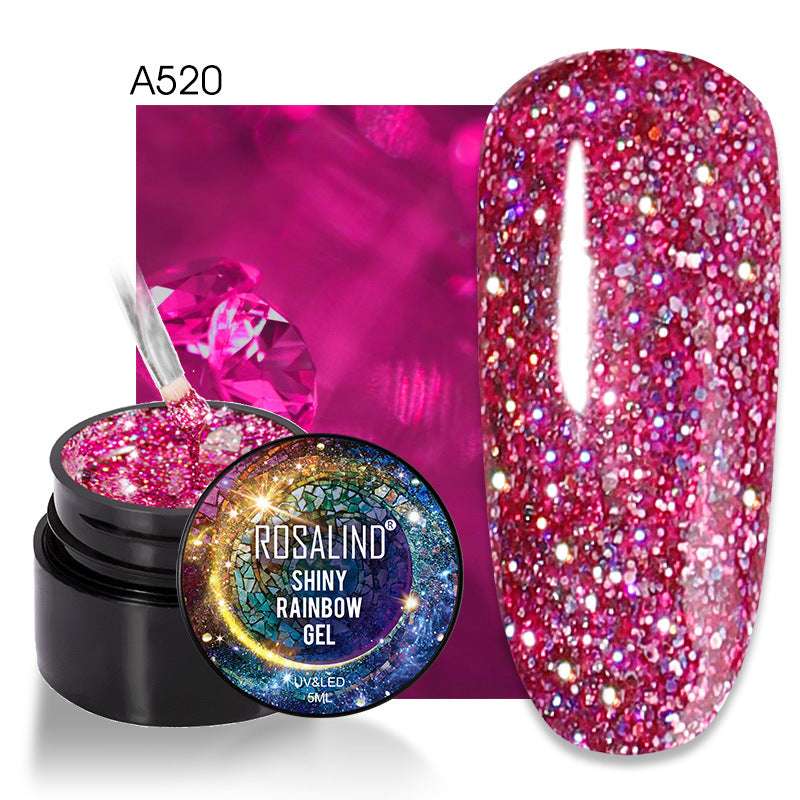 ROSALIND Spider Poly Nail Gel Varnishe Painting Diamond Platinum Sequin Gel Nail Polish For Nail Art Design Rainbow Base Top 5ML - Miami beauty1