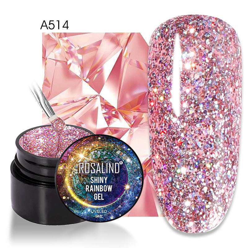 ROSALIND Spider Poly Nail Gel Varnishe Painting Diamond Platinum Sequin Gel Nail Polish For Nail Art Design Rainbow Base Top 5ML - Miami beauty1