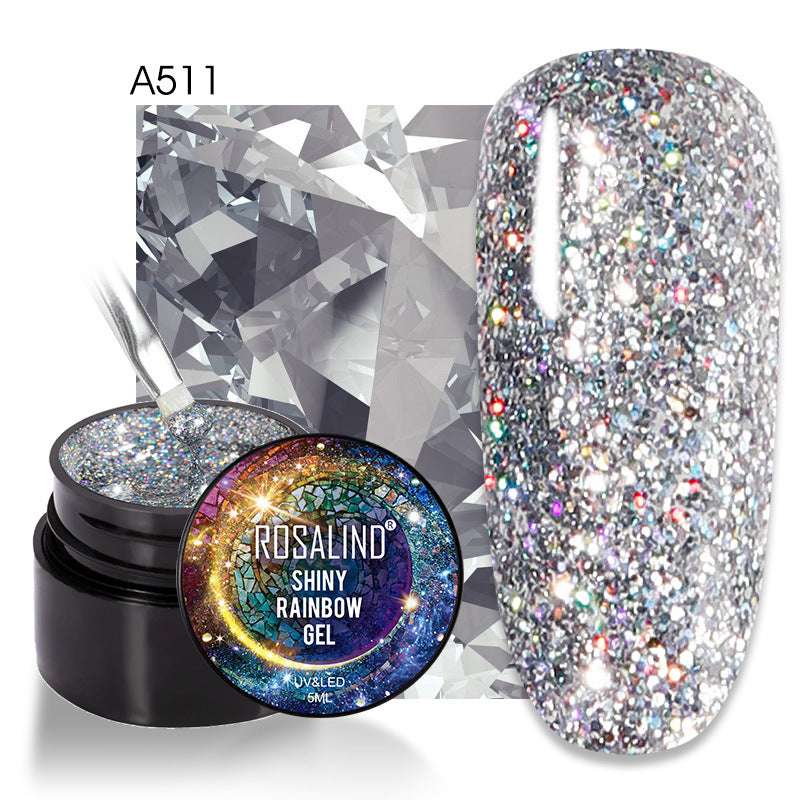 ROSALIND Spider Poly Nail Gel Varnishe Painting Diamond Platinum Sequin Gel Nail Polish For Nail Art Design Rainbow Base Top 5ML - Miami beauty1