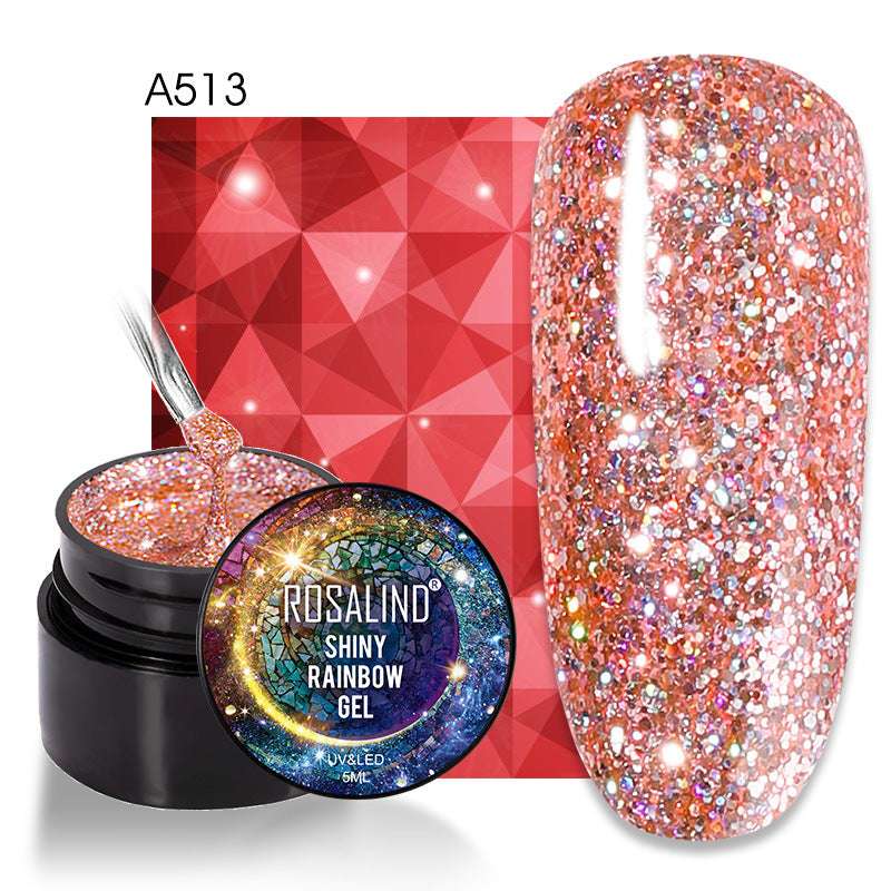 ROSALIND Spider Poly Nail Gel Varnishe Painting Diamond Platinum Sequin Gel Nail Polish For Nail Art Design Rainbow Base Top 5ML - Miami beauty1