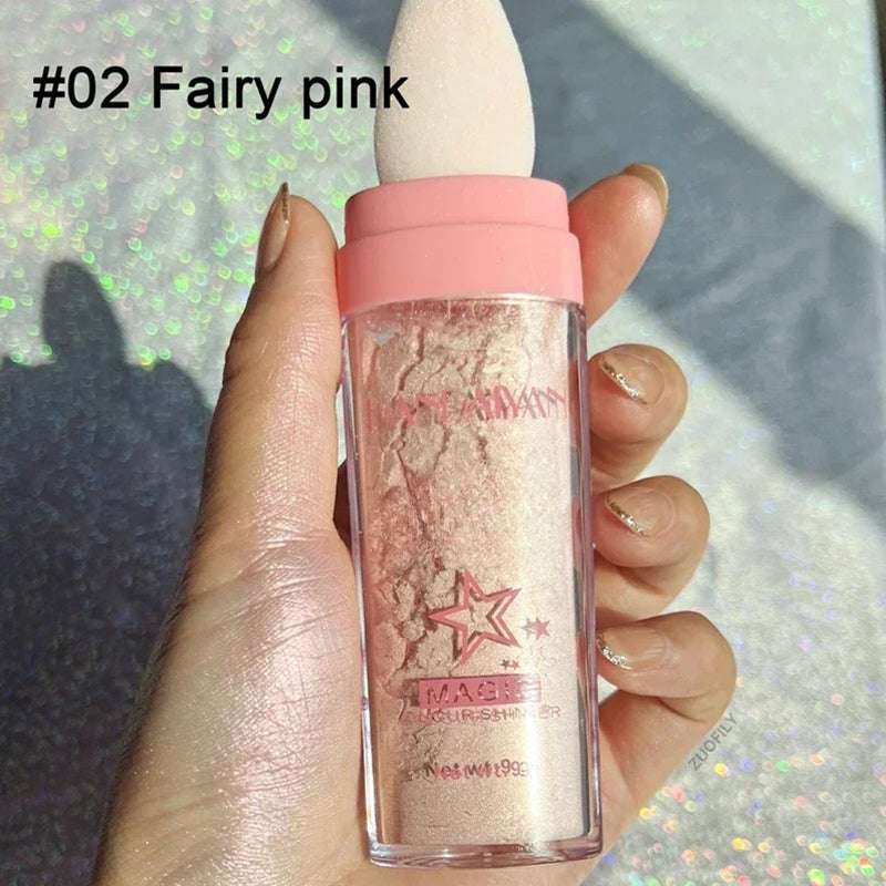1pc Creative shimmer Highlighter Diamond Highlighter Powder Gold Glitter Easy To Use Face Contour Shimmer Woman Makeup Cosmetics - Miami beauty1