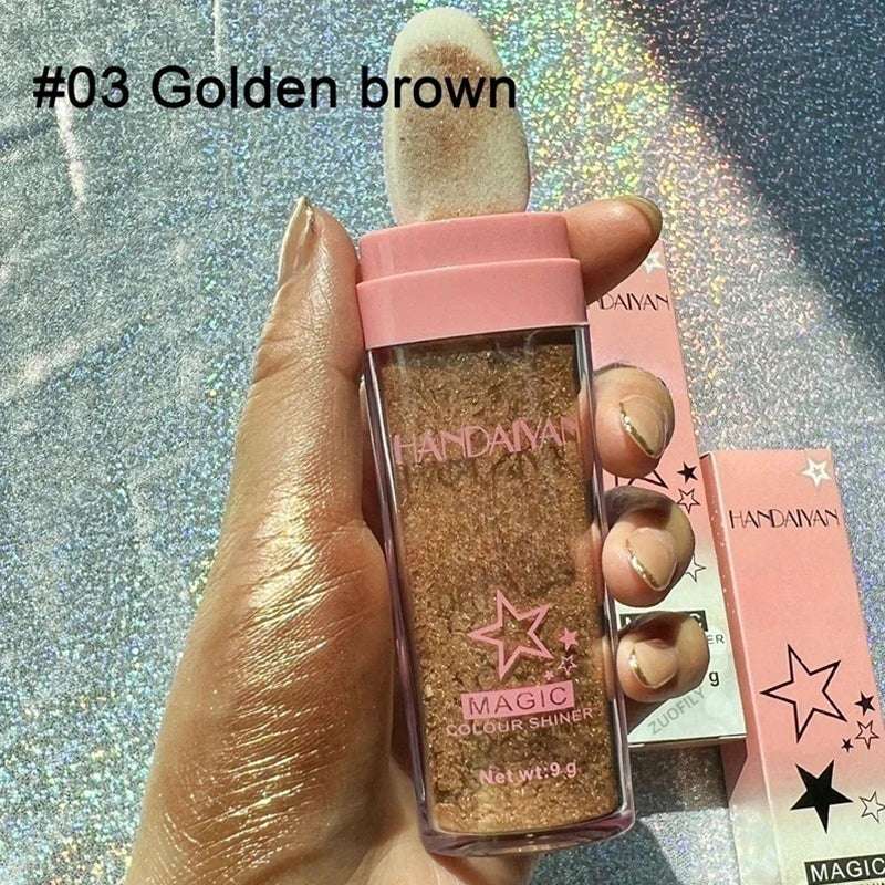 1pc Creative shimmer Highlighter Diamond Highlighter Powder Gold Glitter Easy To Use Face Contour Shimmer Woman Makeup Cosmetics - Miami beauty1