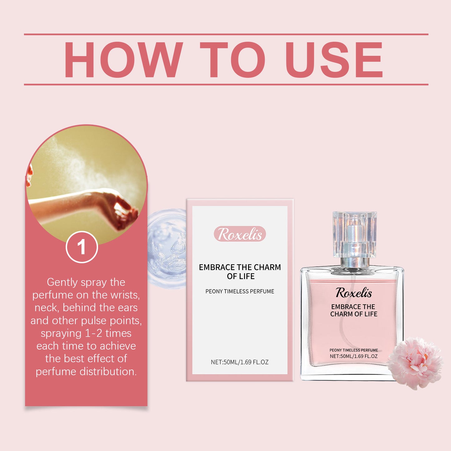 Peony Fragrance Eternal Perfume Natural Fragrance Release Charm Lasting Fragrance Light Elegant Charm Dating Atmosphere Perfume