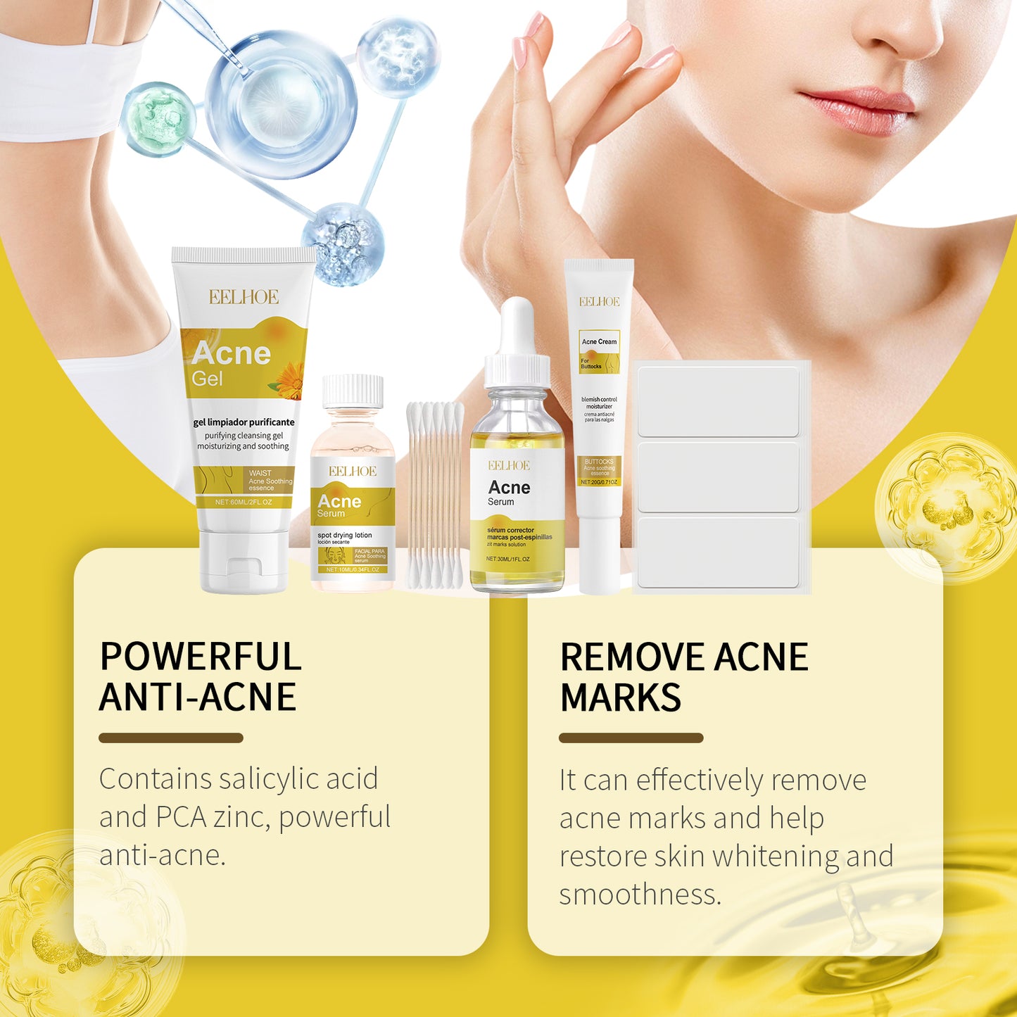 Acne Skin Care Set Skin Care For Acne Skin Is Suitable For Moisturizing And Beautify Soft Skin