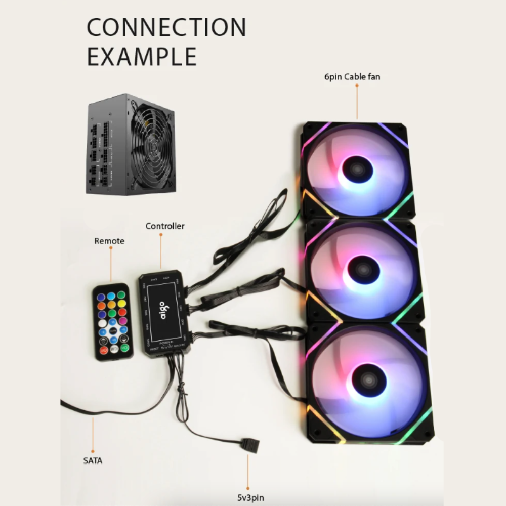 RGB Gaming Cooling Fan Kit 3 Pcs Set