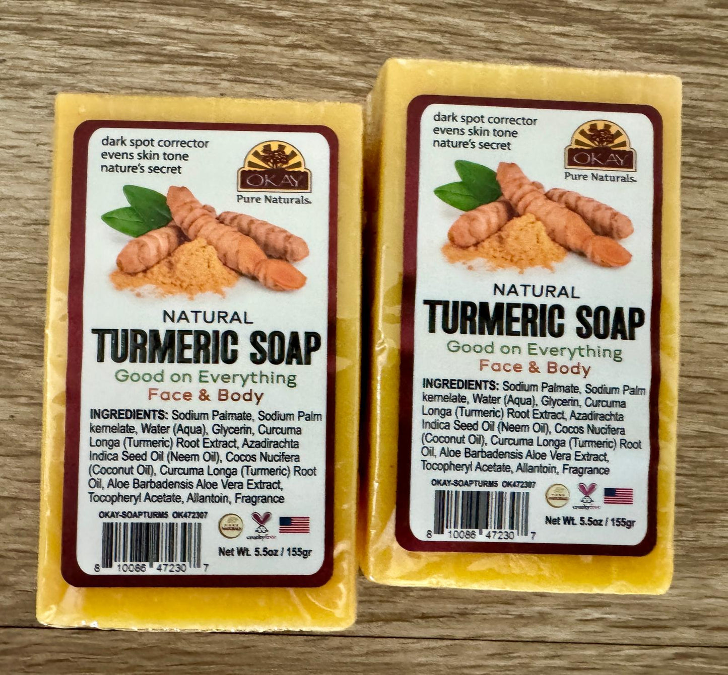 2 Pack Turmeric Handmade Skin Brightening Correct Dark Spot Pure Natural 100% MADE IN USA