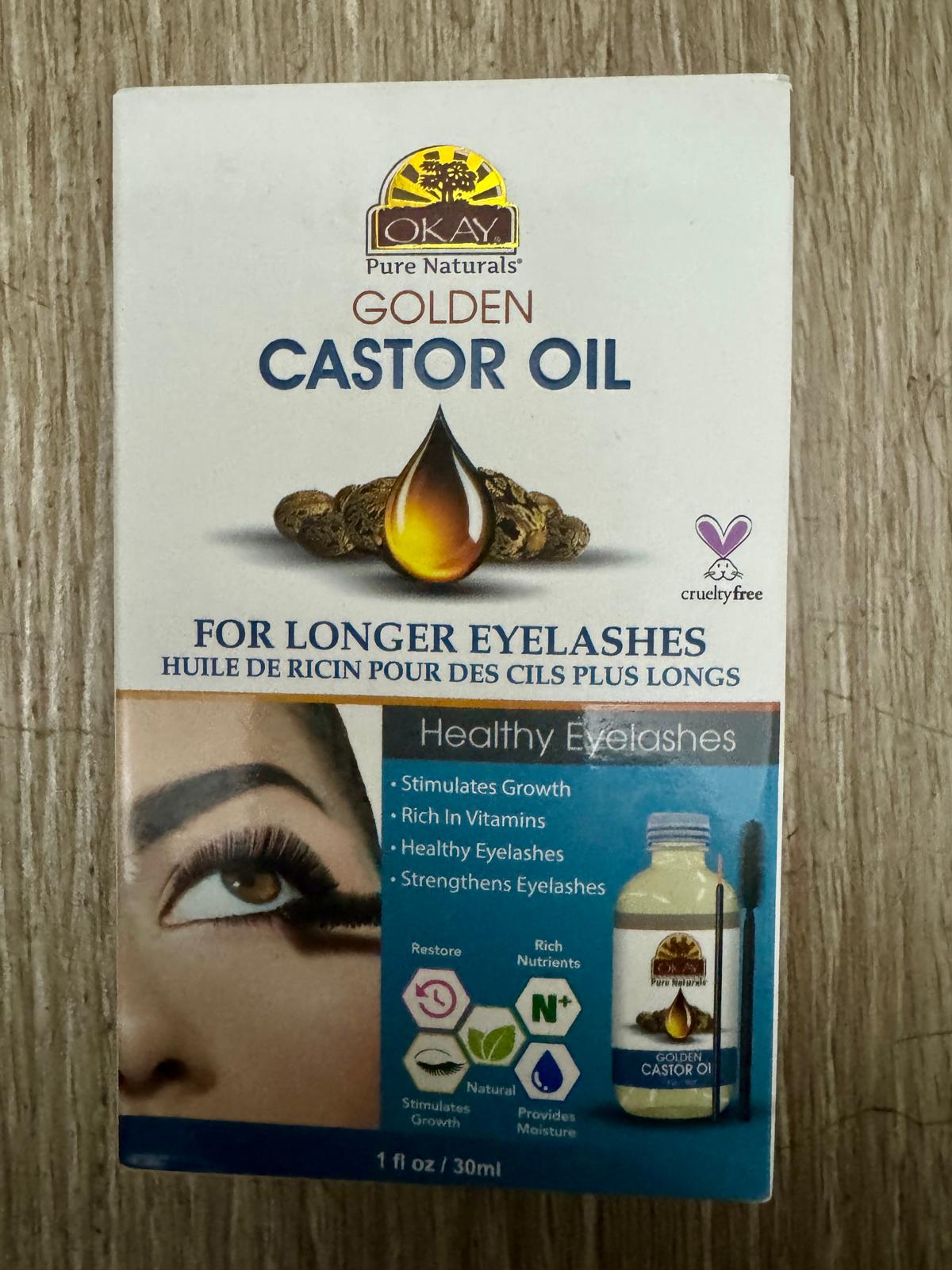 GOLDEN CASTOR OIL FOR LONGER EYELASHES RICH IN VITAMINS MADE IN USA