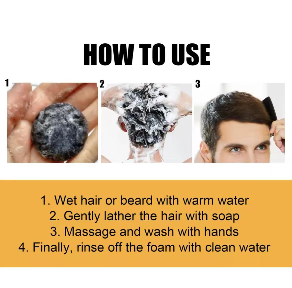 black soap bar shampoo grey cover 3 bars 50g each