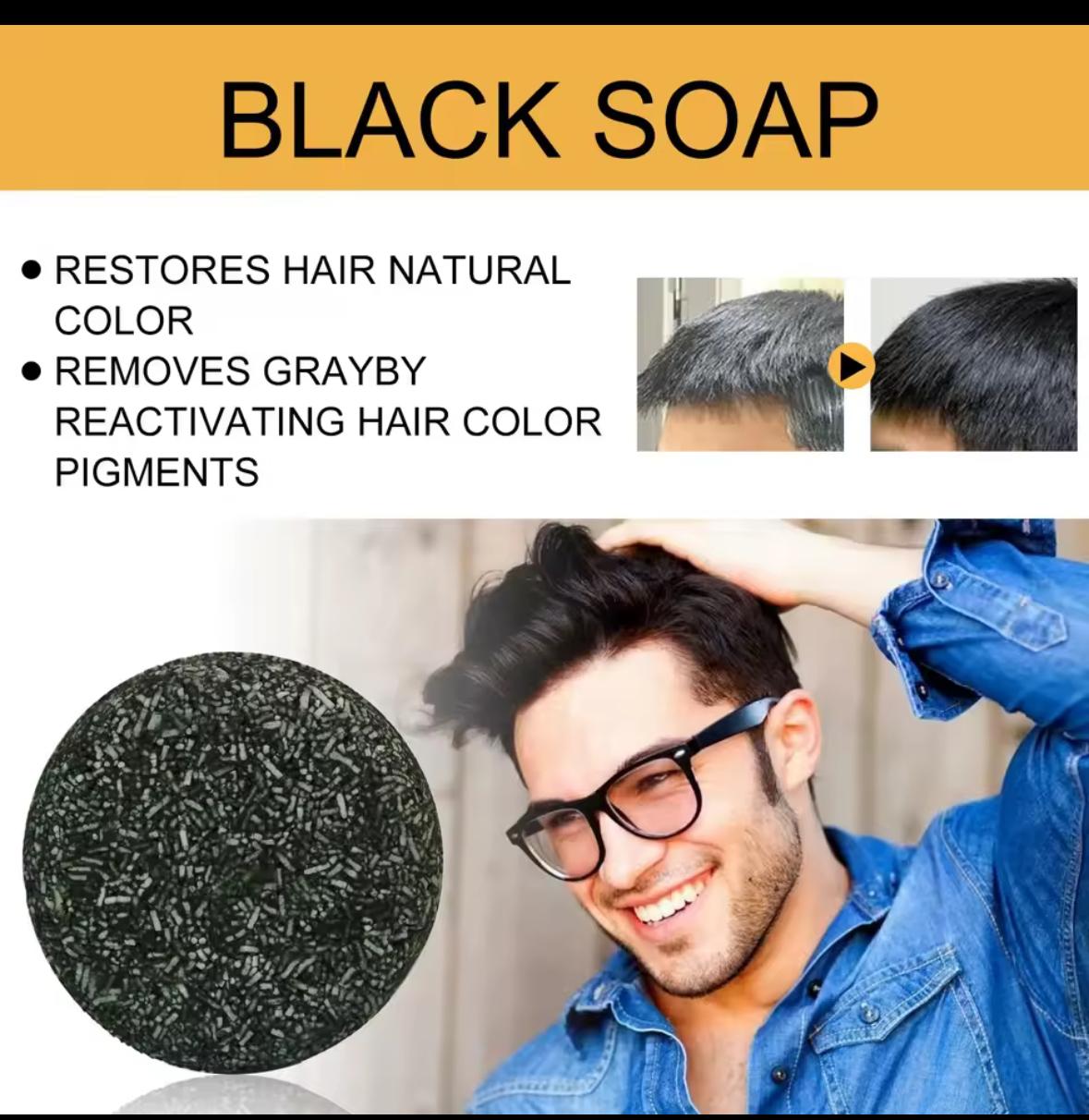 black soap bar shampoo grey cover 3 bars 50g each