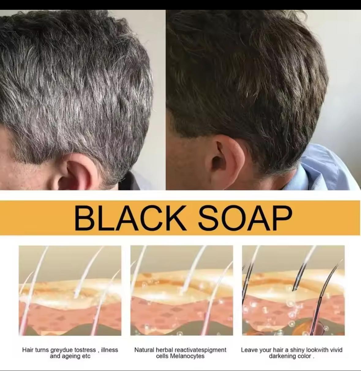 black soap bar shampoo grey cover 3 bars 50g each