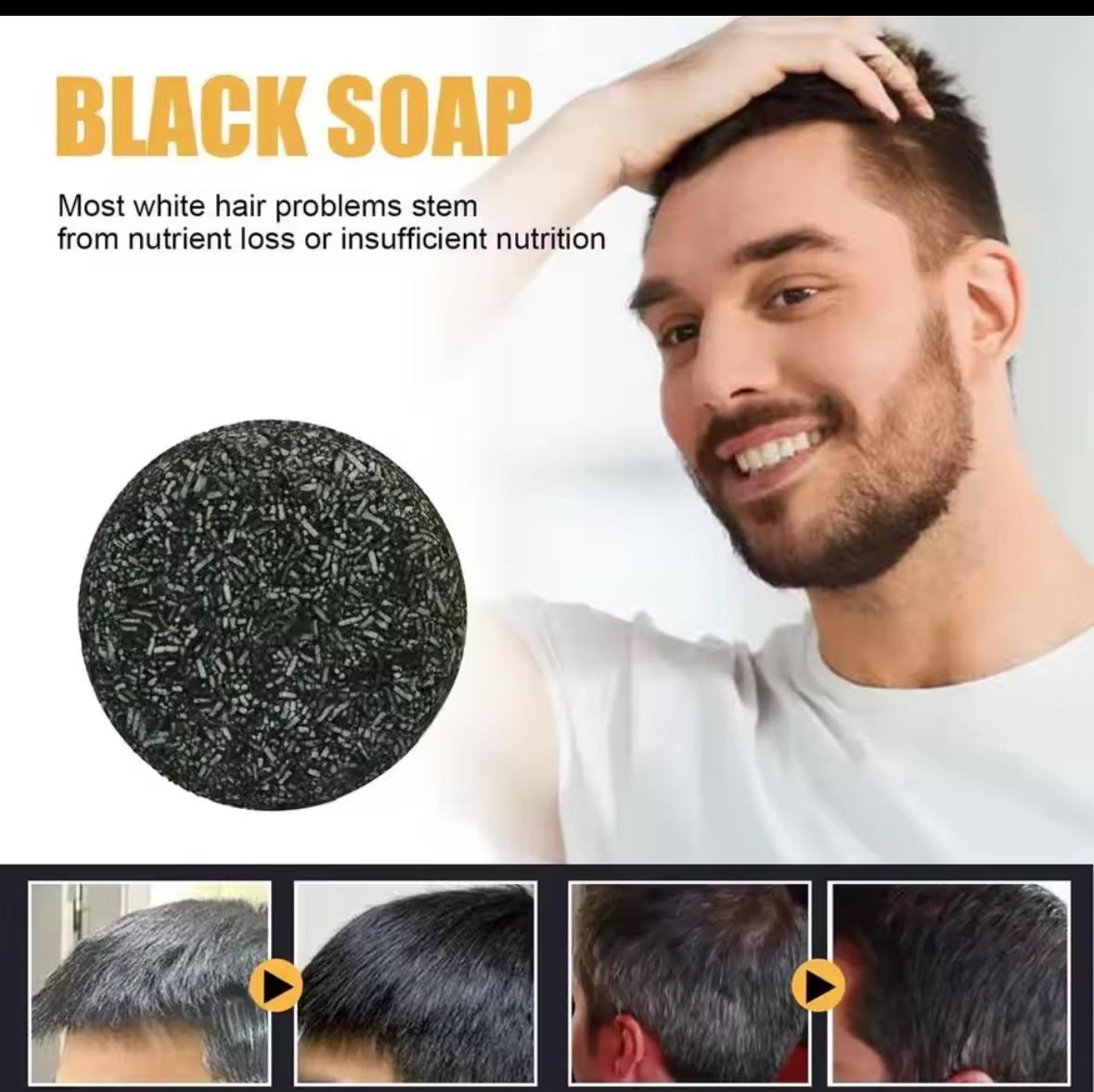 black soap bar shampoo grey cover 3 bars 50g each