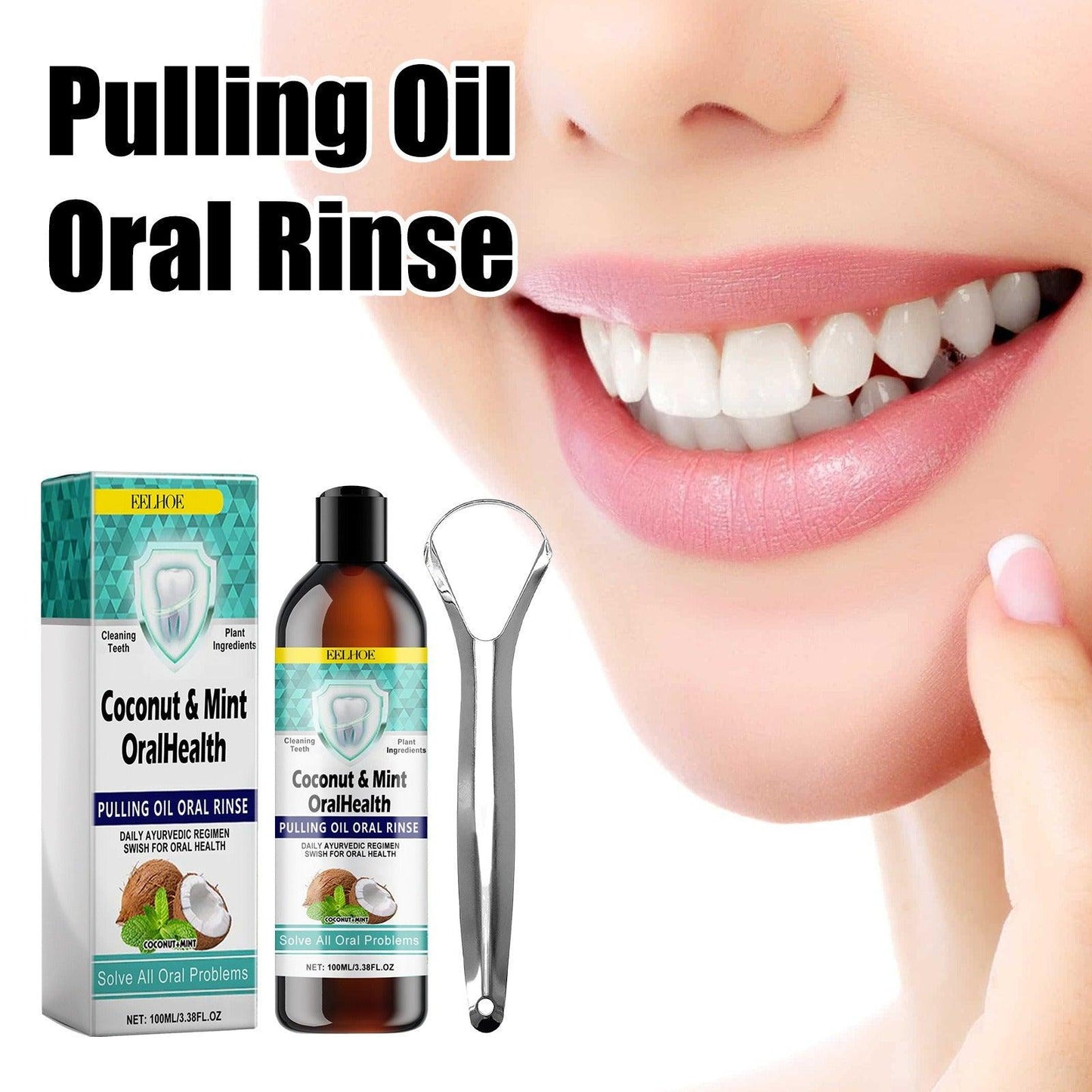 EELHOE Oral Coconut Oil Mouthwash Removes Stains Beautifies Teeth Freshens Breath Cleans Mouth And Protects Gums - Miami beauty1