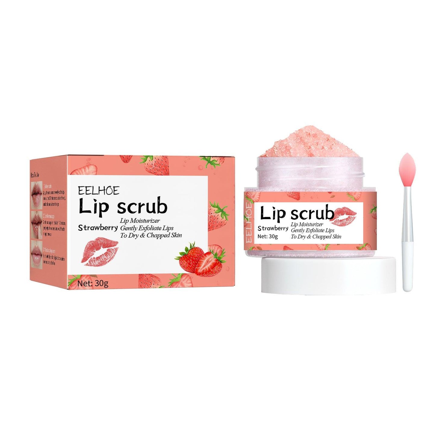 EELHOE Strawberry Lip Scrub, Moisturize Lips. - Miami beauty1