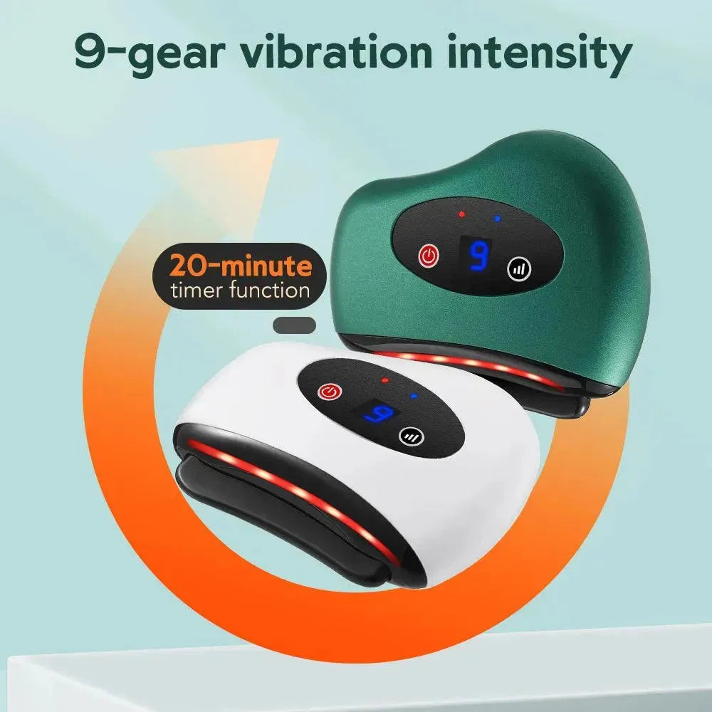 Eletric Bianstone Gua Sha Board Tools Hot Compress Heating Vibration Back Facial Massager Meridian Lymphatic Drainage Scraping Heating Vibration Scraping Neck Face Skin Lifting Removal Wrinkle Tool - Miami beauty1