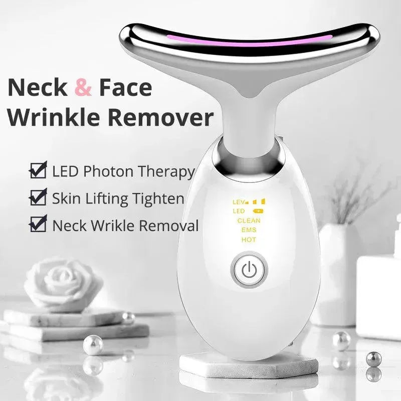 EMS Thermal Neck Lifting And Tighten Massager Electric Microcurrent Wrinkle Remover LED Photon Face Beauty Device For Woman - Miami beauty1