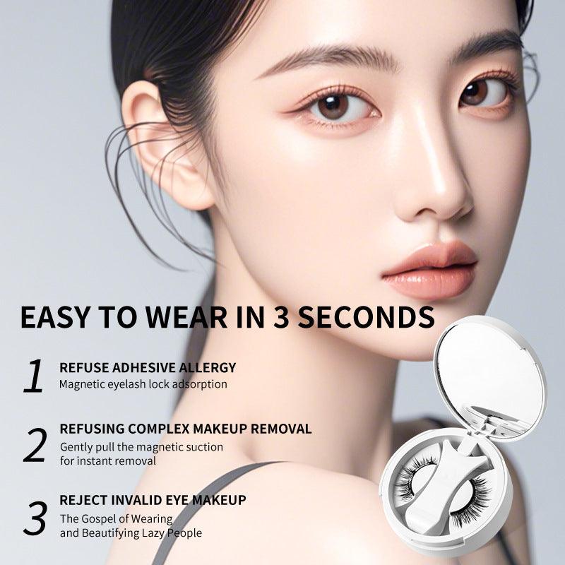 Eyelashes Integrated Storage Box Glue-free Magnet False Eyelashes Natural Makeup Tools With Applicater - Miami beauty1