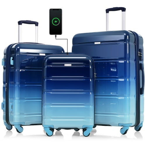 3-piece Luggage 20 Inches With USB Port - Miami beauty1