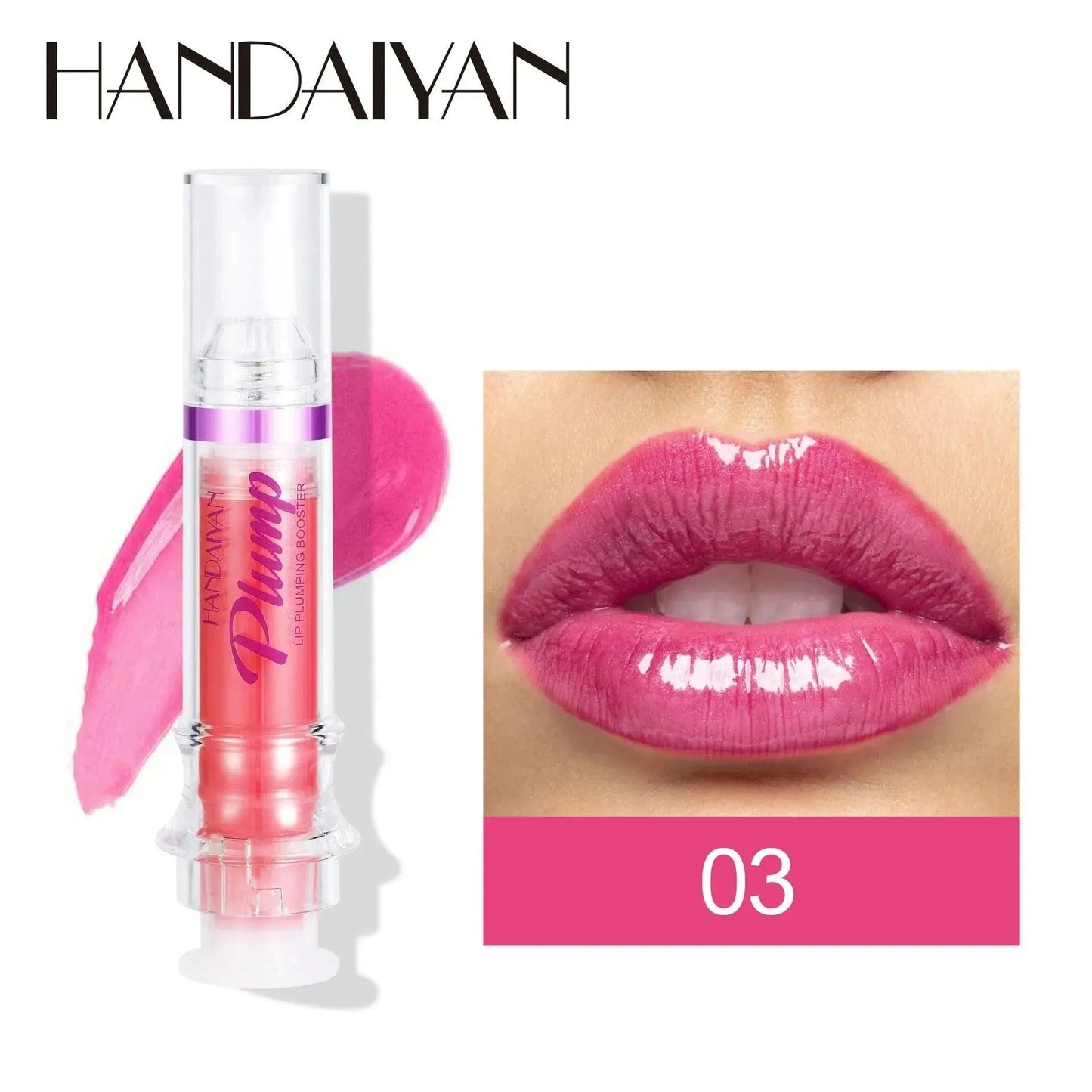 HANDAIYAN PLUMP & POUT Lip Plumping Booster Gloss, High Shine for Plumper Looking Lips,Extreme Shine Crystal Volume Lip Oil - Miami beauty1