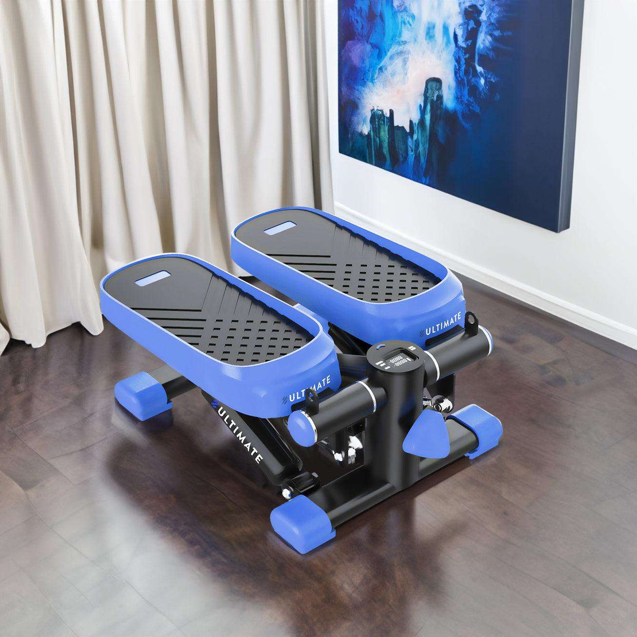Home Office Exercise 330LBS Capacity Mini Stepper with Resistance Bands and LCD Monitor ,blue - Miami beauty1