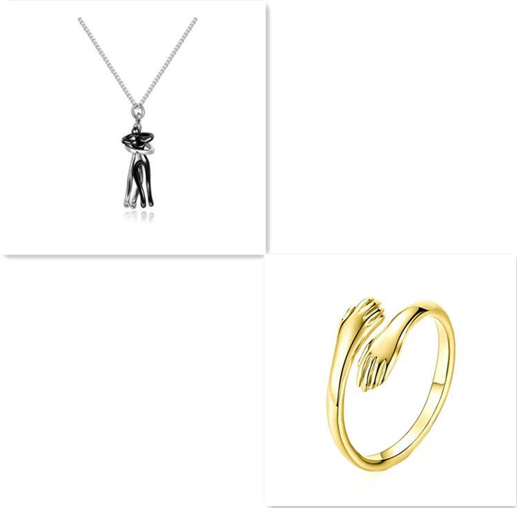Love Hug Necklace Unisex Men Women Couple Jewelry Simple Temperament Clavicle Chain Valentines Day Lover Gift - Miami beauty1