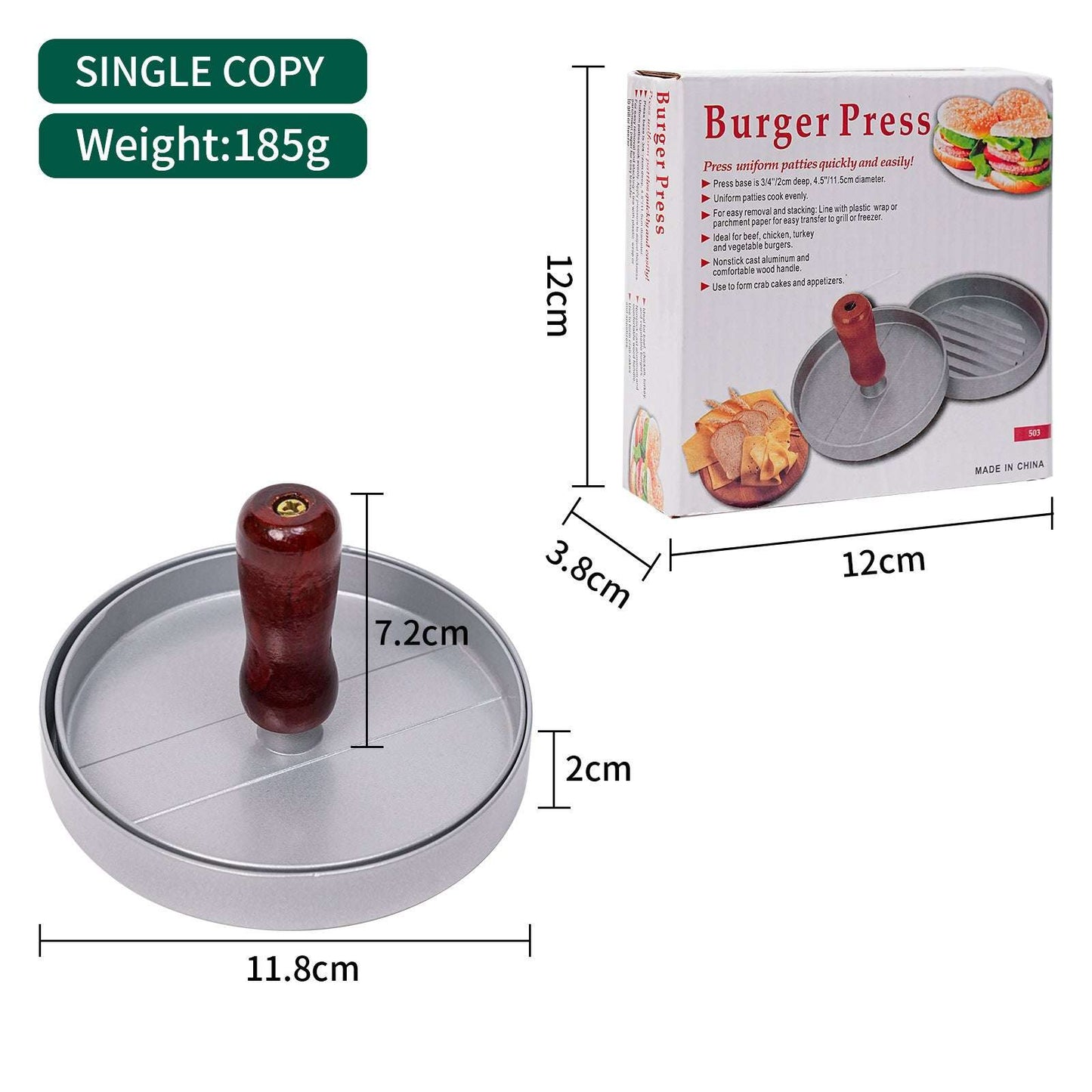Mini Burger Press Slider Patty Wood Handle Hamburger Press Burger Press Maker Grill BBQ Party Maker Meat Press Kitchen Gadgets - Miami beauty1