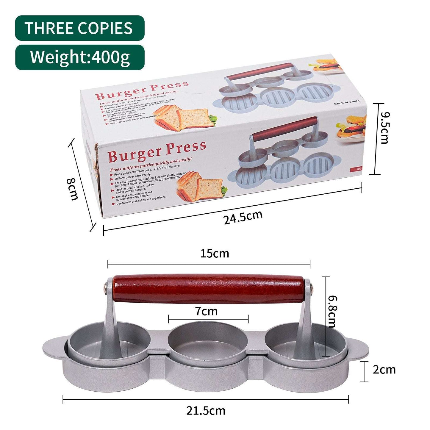 Mini Burger Press Slider Patty Wood Handle Hamburger Press Burger Press Maker Grill BBQ Party Maker Meat Press Kitchen Gadgets - Miami beauty1