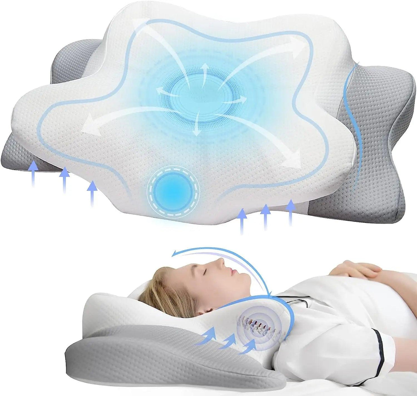 Pulatree Odorless Orthopedic Pillow For Neck And Shoulder Pain Memory Foam Neck Pillow Ergonomic Sleeping Cervical Pillow - Miami beauty1