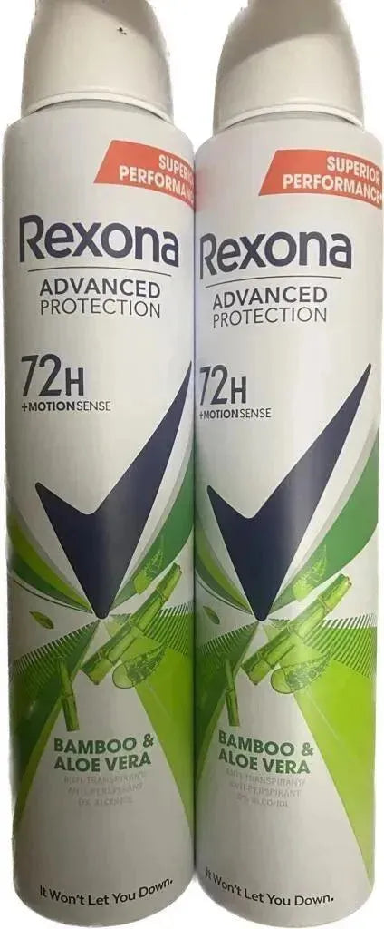 REXONA ADVANCED PROTECTION 72H 0% ALCOHOL BAMBOO & Aloe ANTI-TRANSPAREN 2 bottlesT 200ml - Miami beauty1