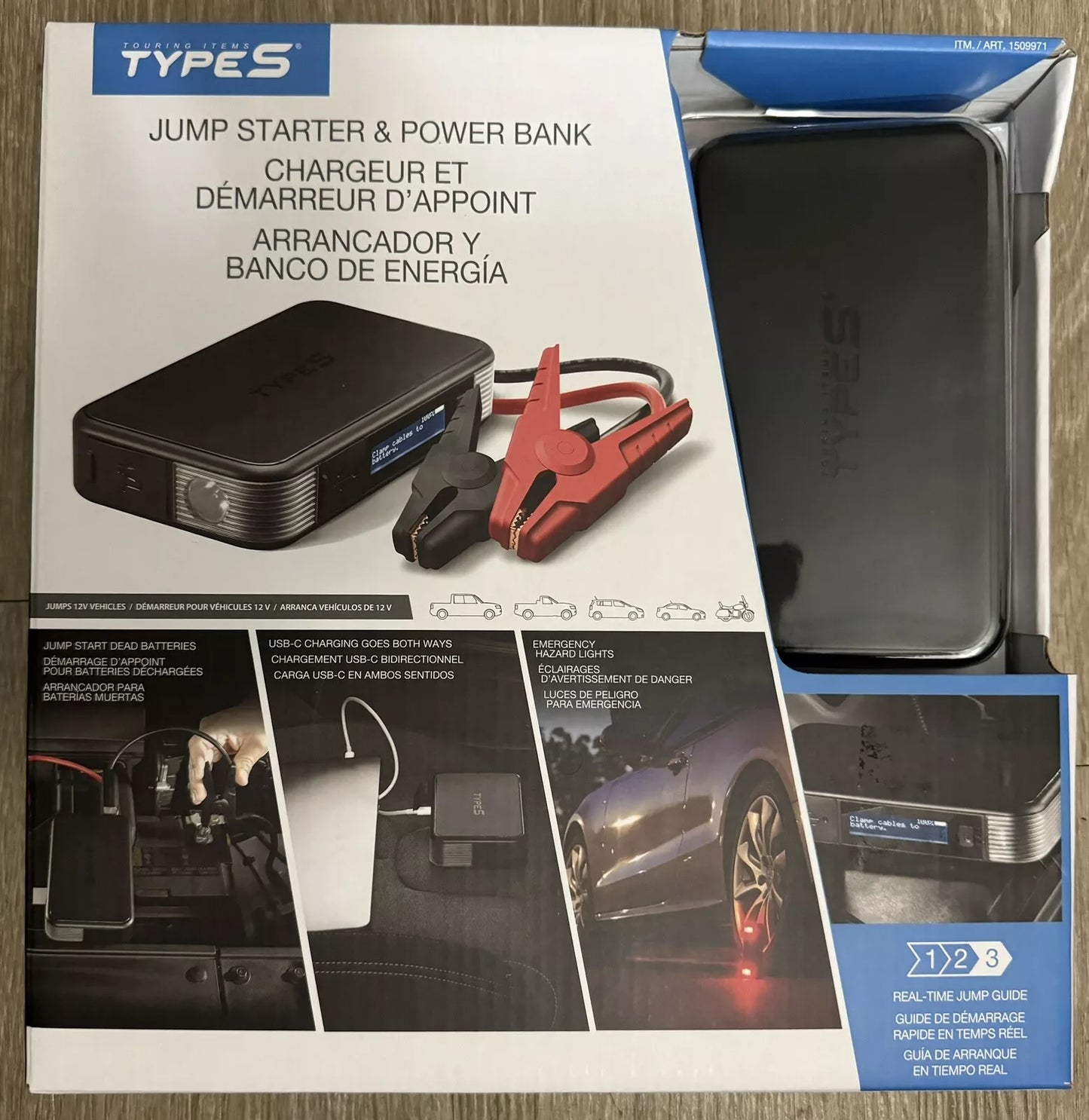 Type S 8000MAH Portable 12V Jumper Starter, Light & Power Bank USB-C,USB-A✅